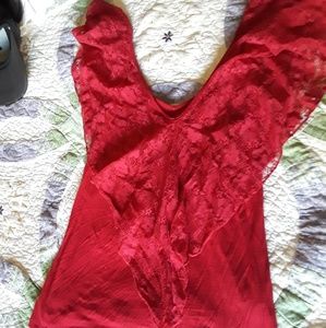 Red lace cotton shirt
